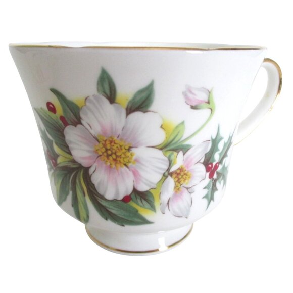 Duchess Holly Teacup & Saucer - Vintage Fine Bone English China - December Birth - Picture 3 of 7